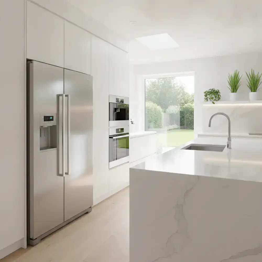 Spotless modern kitchen after professional cleaning
