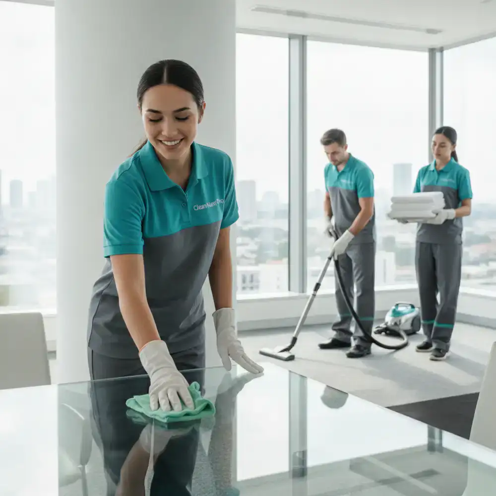 Professional CleanNest Pro cleaning staff showing reliable service