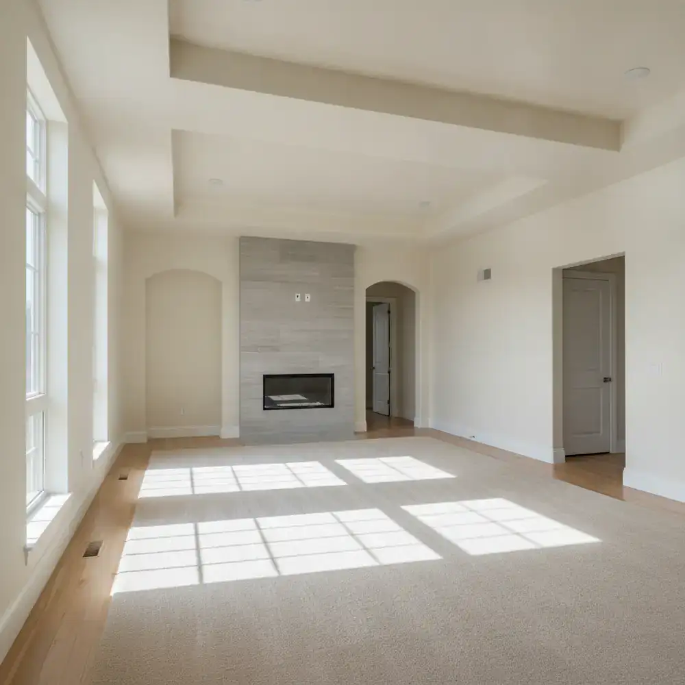 Fresh, completely empty living room ready for move-in